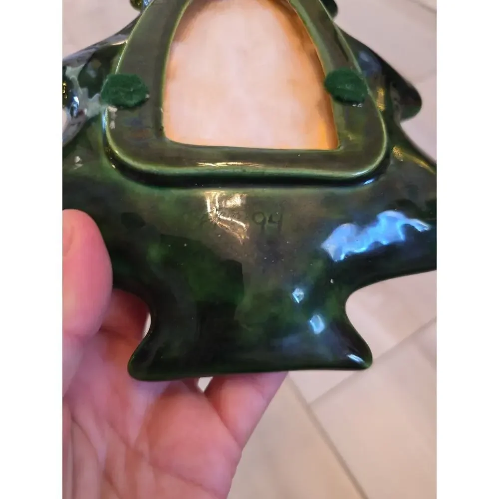 Vintage Lefton Green Holly Christmas Tree Candy Dish , Holly Berries‎ 1971/72